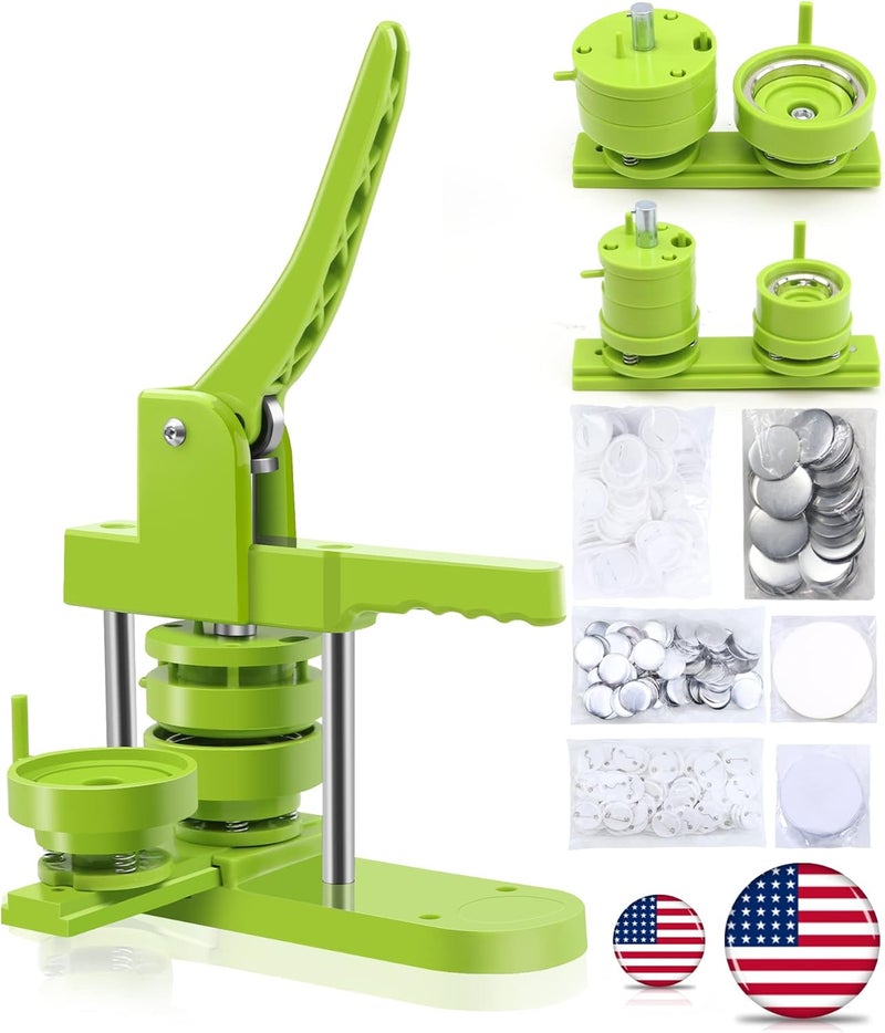 Happizza Button Maker Machine Multiple-Sizes - Pin Maker Machine 1.25 inch+2.25 inch, Interchangeable Button-models Badge Button Press Machine with 200 Sets 32+58mm Button Maker Supplies&Circle Cutter - Image 1